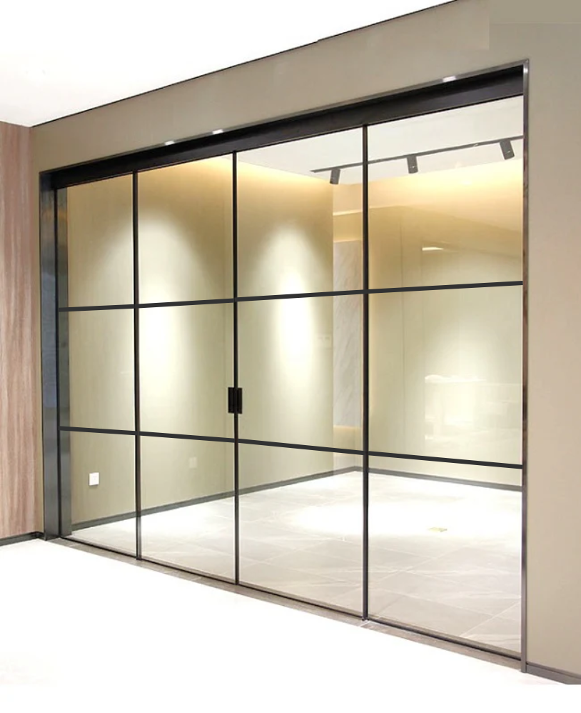 Slimline Sliding Glass Door Double Doors 3 Panels Glass(Slimline-2D2F17C)