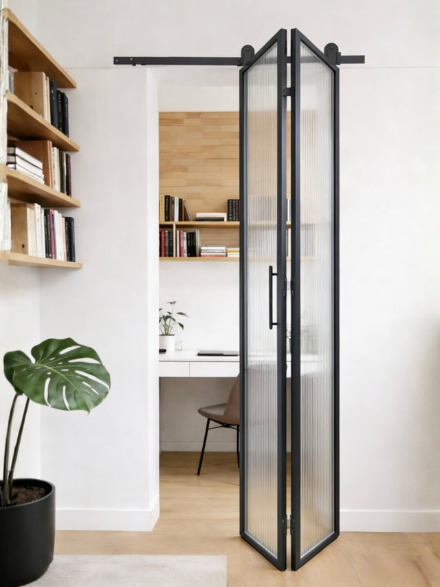 Reeded Glass Bifold Barn Door (BDSBF10R)