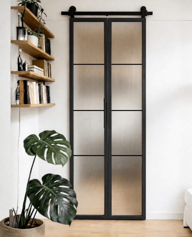 Reeded Glass Bifold Barn Door (BDSBF18R)