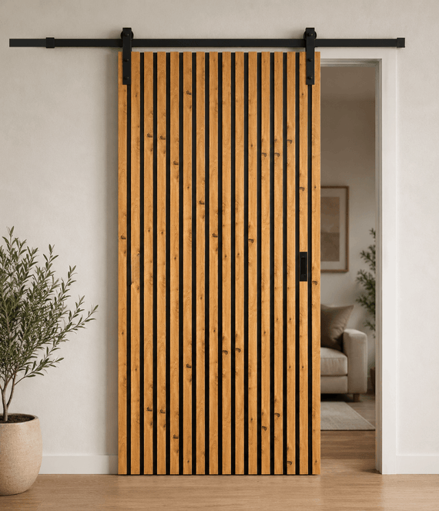 Acoustic Vertical Wood Slat Barn Door (BDVS01)