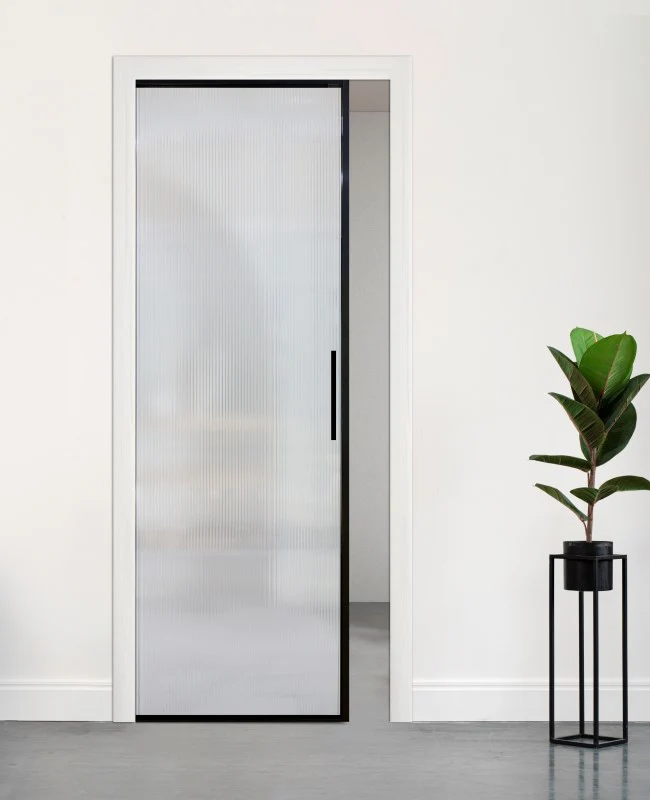 Reeded Glass Fluted Glass Cavity Door Set (ECA-BDS10R)