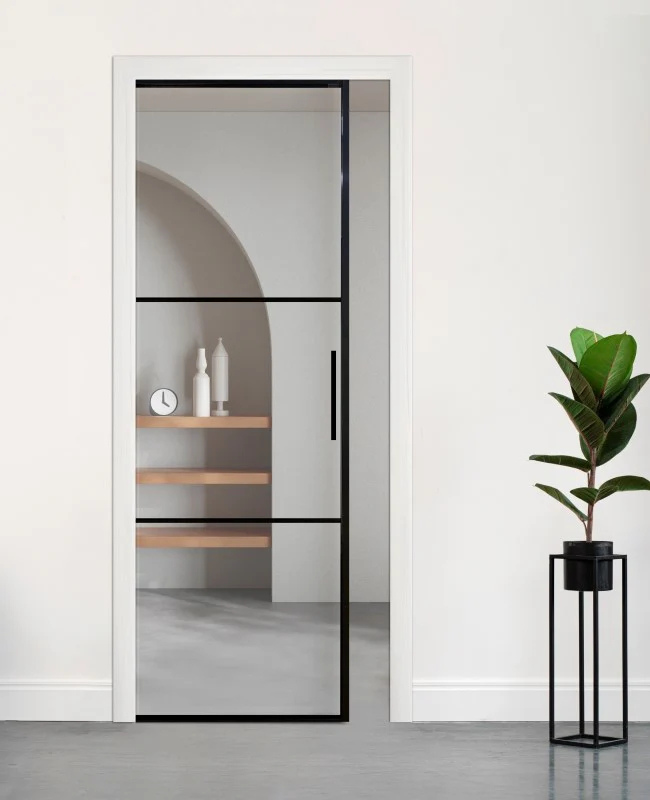 Clear Glass Cavity Door Set (ECA-BDS17C)