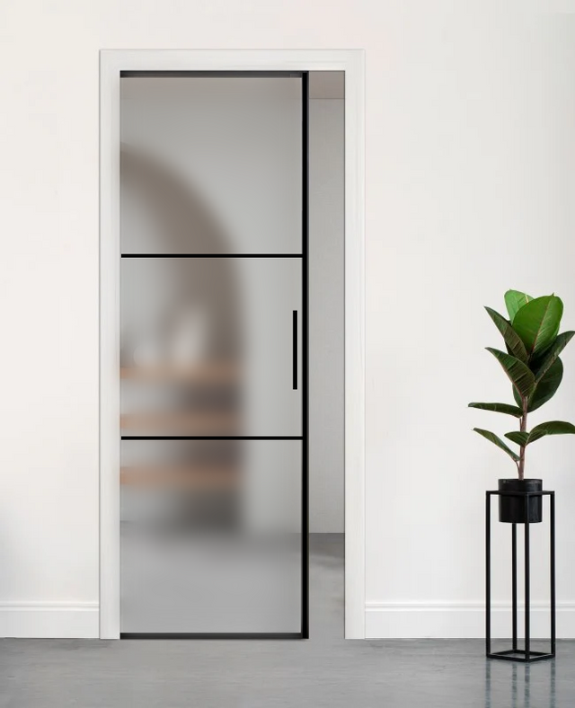 Frosted Glass Cavity Door Set (ECA-BDS17F)