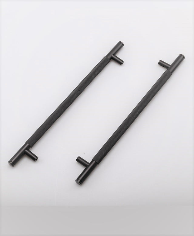 Black Knurled Door Handle (KHB-450D)