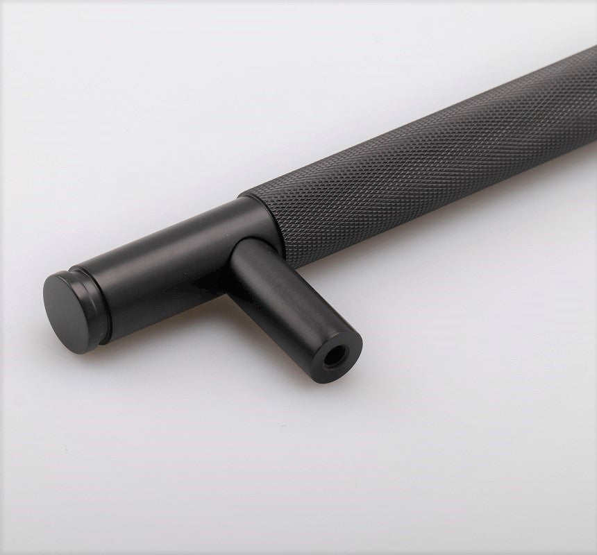 Black Knurled Door Handle (KHB-275S)
