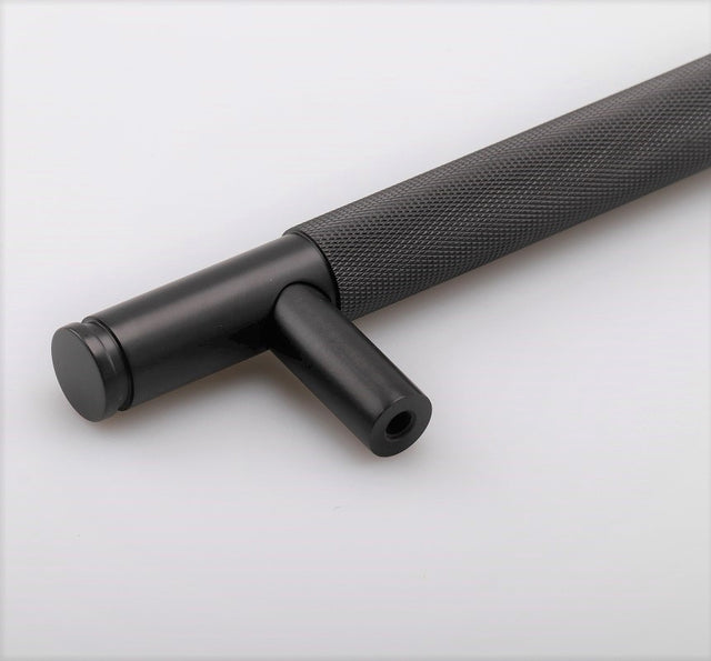Black Knurled Door Handle (KHB-275S)