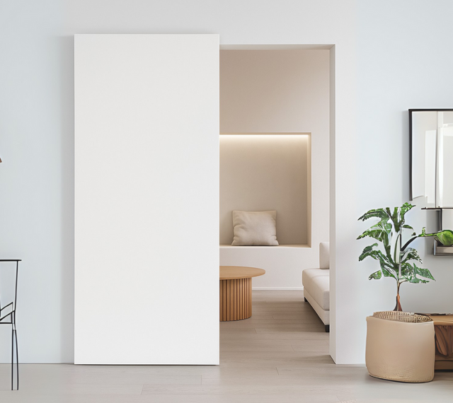 Concealed Sliding Door Ghost Barn Door White HPL Oak Doors (MFD02)