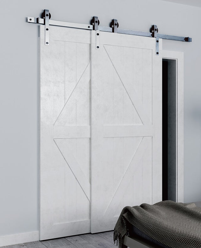 Single Track Bypass Barn Door Hardware(Stainless steel)