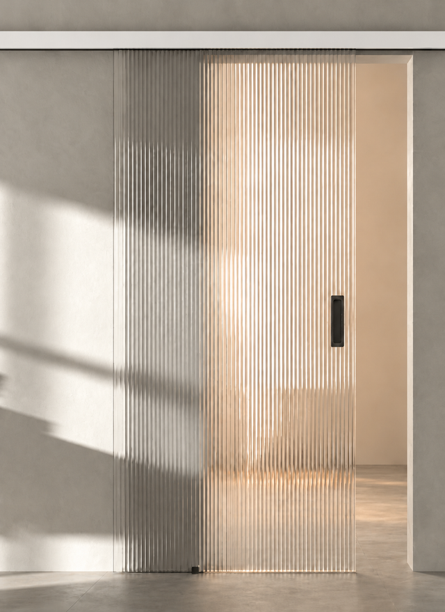 Reeded Glass sliding Door Package with softclose(SN03GS10R)