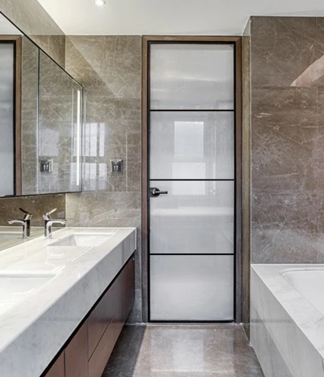 Slimline Single French Door with Door Jamb Frosted Glass(SW18F)