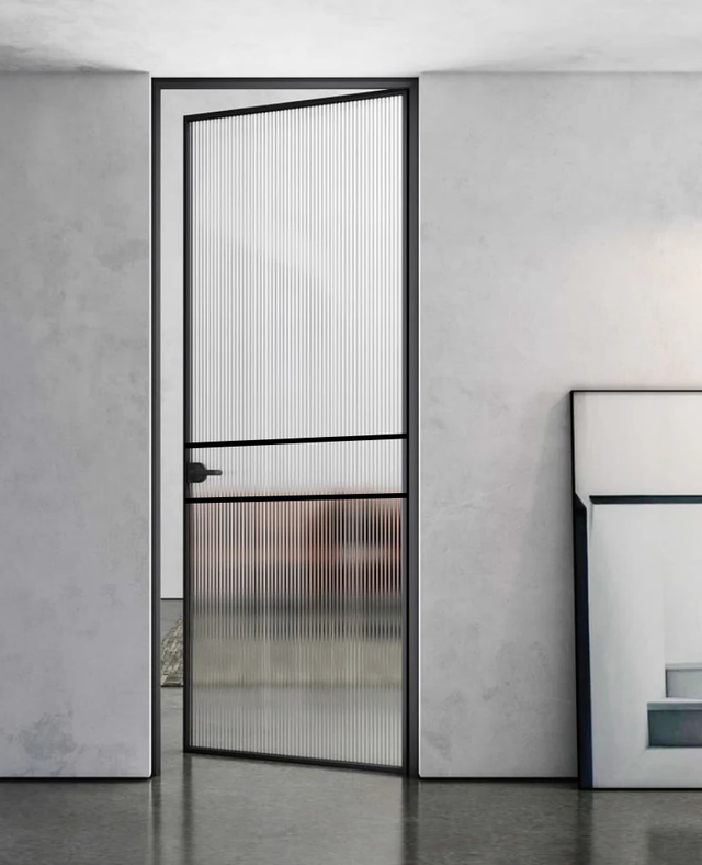 Slimline Single French Door with Door Jamb Reeded Glass (SWA31R)