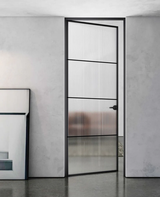 Slimline Single French Door with Door Jamb Reeded Glass (SWA18R)