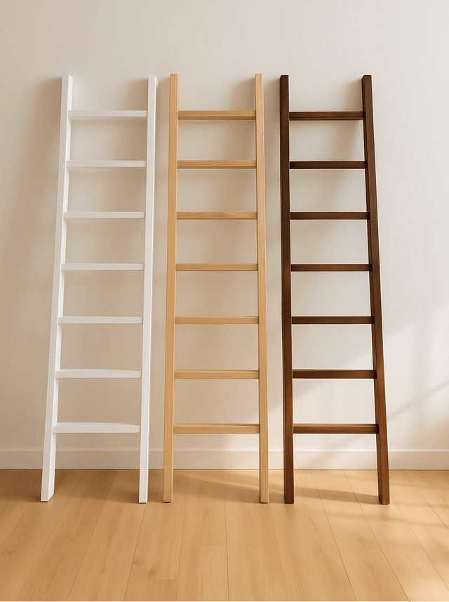 Library Ladder SolidWood Ladder Brown Stain(LD-BRH Brown)
