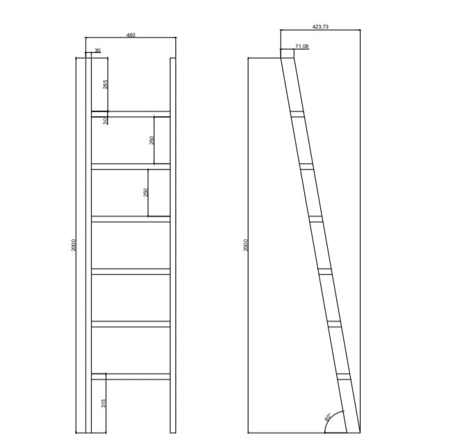 Library Ladder Wood Ladder 2M