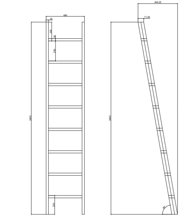 Library Ladder Wood Ladder 2M