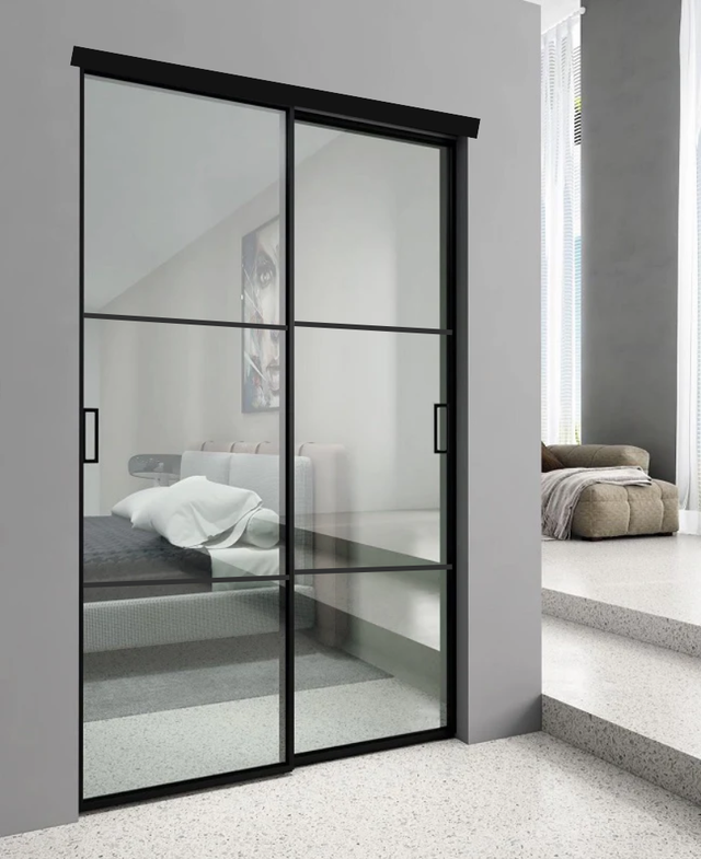 Slimline Sliding Glass Door Double Doors 3 Panel Glass (Slimline-2D17C)
