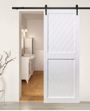 Geometric White Painted Barn Door (BDHB03W)