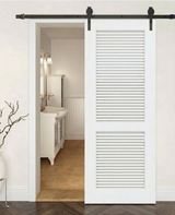 White Primed Louvred Barn Door Two Panels(BDLD03)