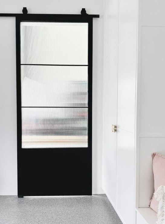 Reeded Glass French Barn Door (BDS12R)