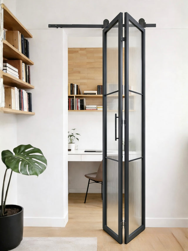 Reeded Glass Bifold Barn Door (BDSBF17R)