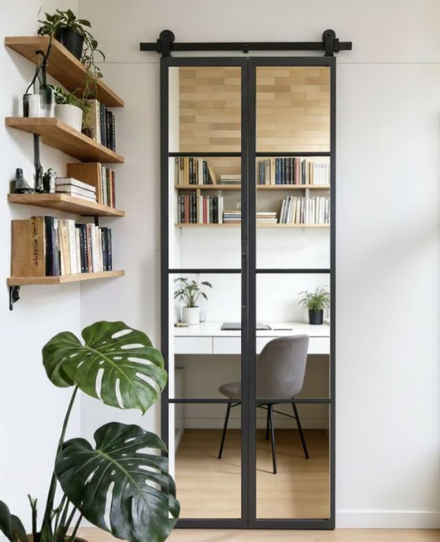 Clear Glass Bifold Barn Door (BDSBF18C)