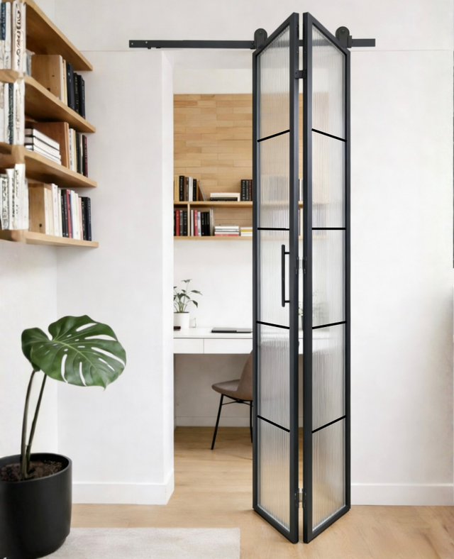 Reeded Glass Bifold Barn Door (BDSBF18R)