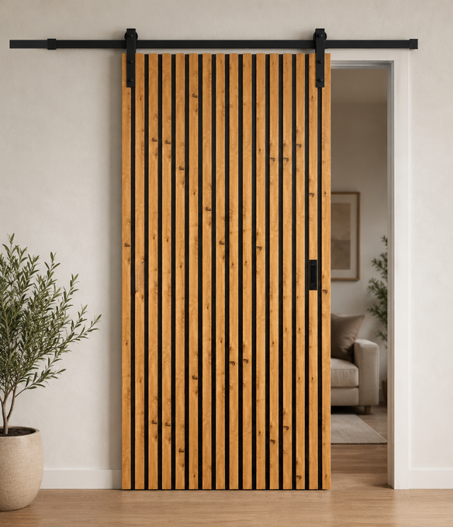 Acoustic Vertical Wood Slat Barn Door (BDVS01)