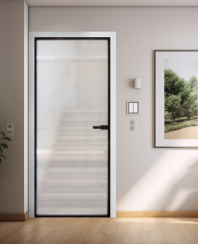 Slimline Single French Door Reeded Glass Door(PTBR) – Ideal Barn Doors