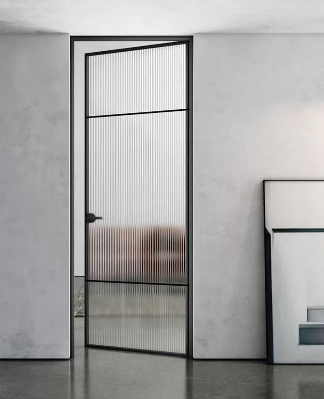 Slimline Single French Door with Door Jamb Reeded Glass (SWA31R)