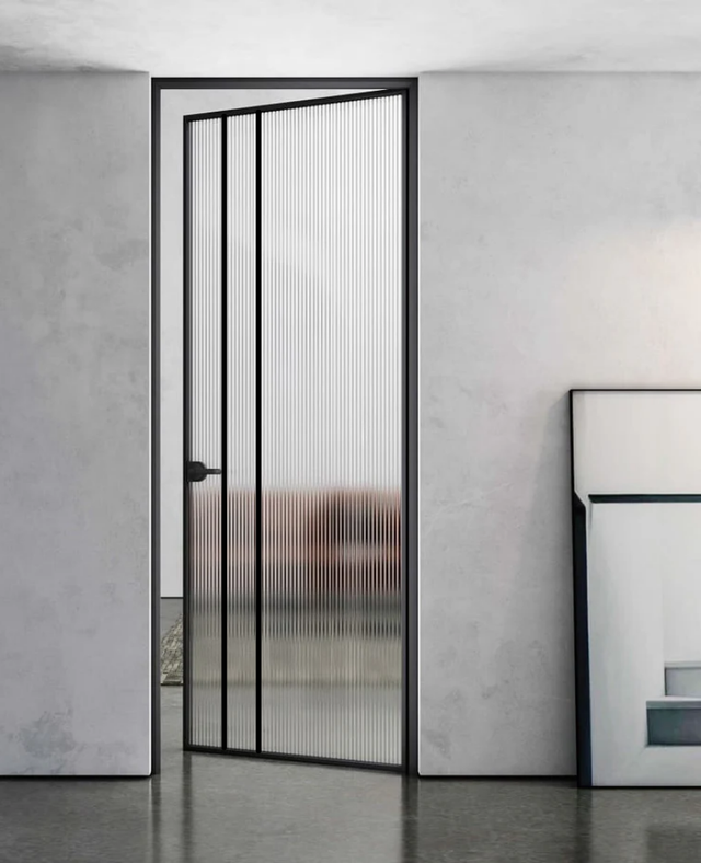 Slimline Single French Door with Door Jamb Reeded Glass (SWA36R)